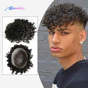 Stock Quick Delivery 100 Percent Human Hair 20MM Afro Curl Mono Base Men Toupee